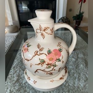 Vintage 1940’s Teapot and base hand painted cherry blossom Nasco “springtime”